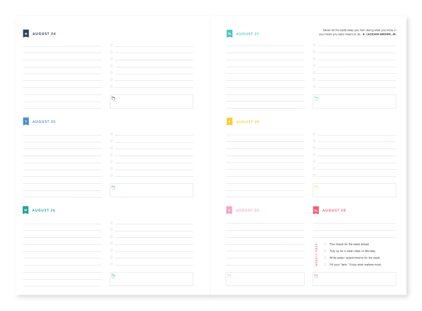 Simplified Planner Weekly Page